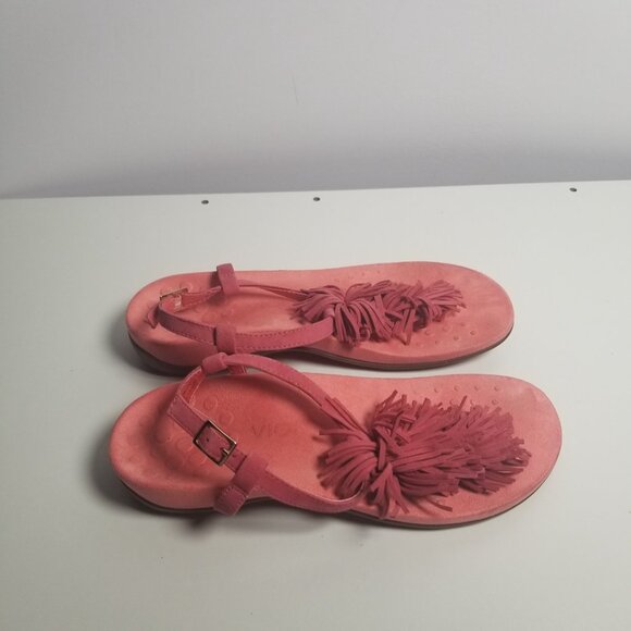 Vionic Sosha Pom Pom Fringe Women's Pink Thong Sandals Sz 7 - Picture 2 of 13